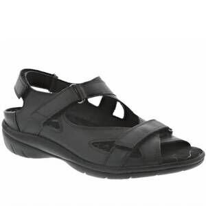 NEW BAREFOOT FREEDOM women's lagoon sandals in black leather